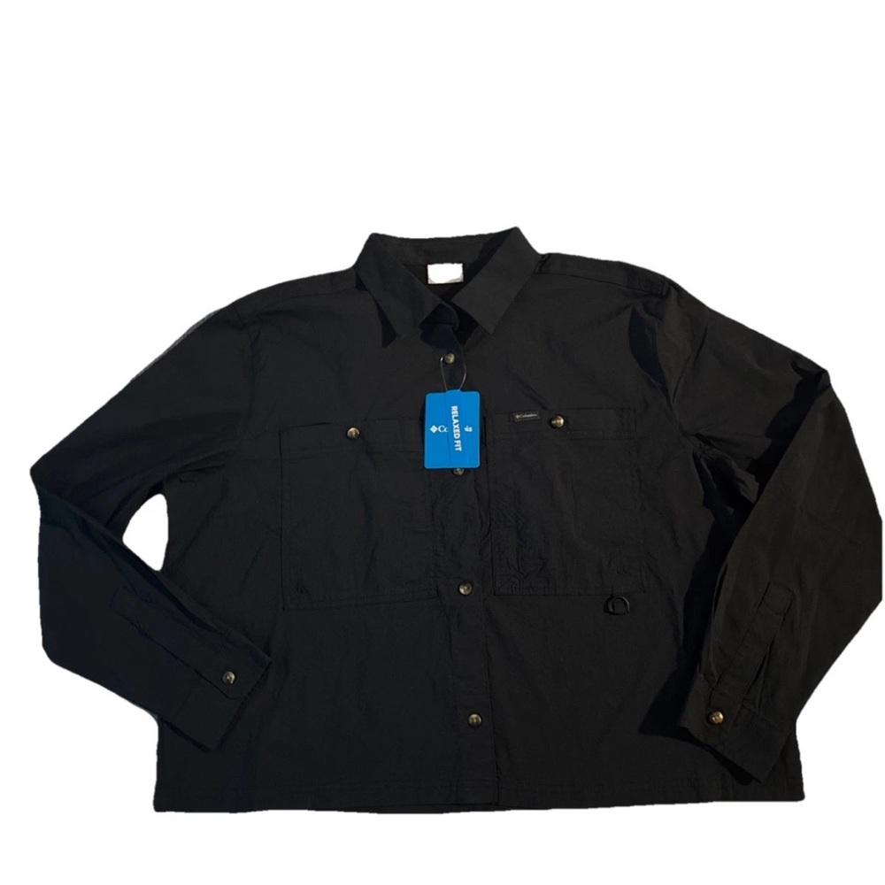 NWT WOMEN'S COLUMBIA BLACK L/S BREA FALLS WOVEN FISHING SHIRT SZ XL MSRP $55